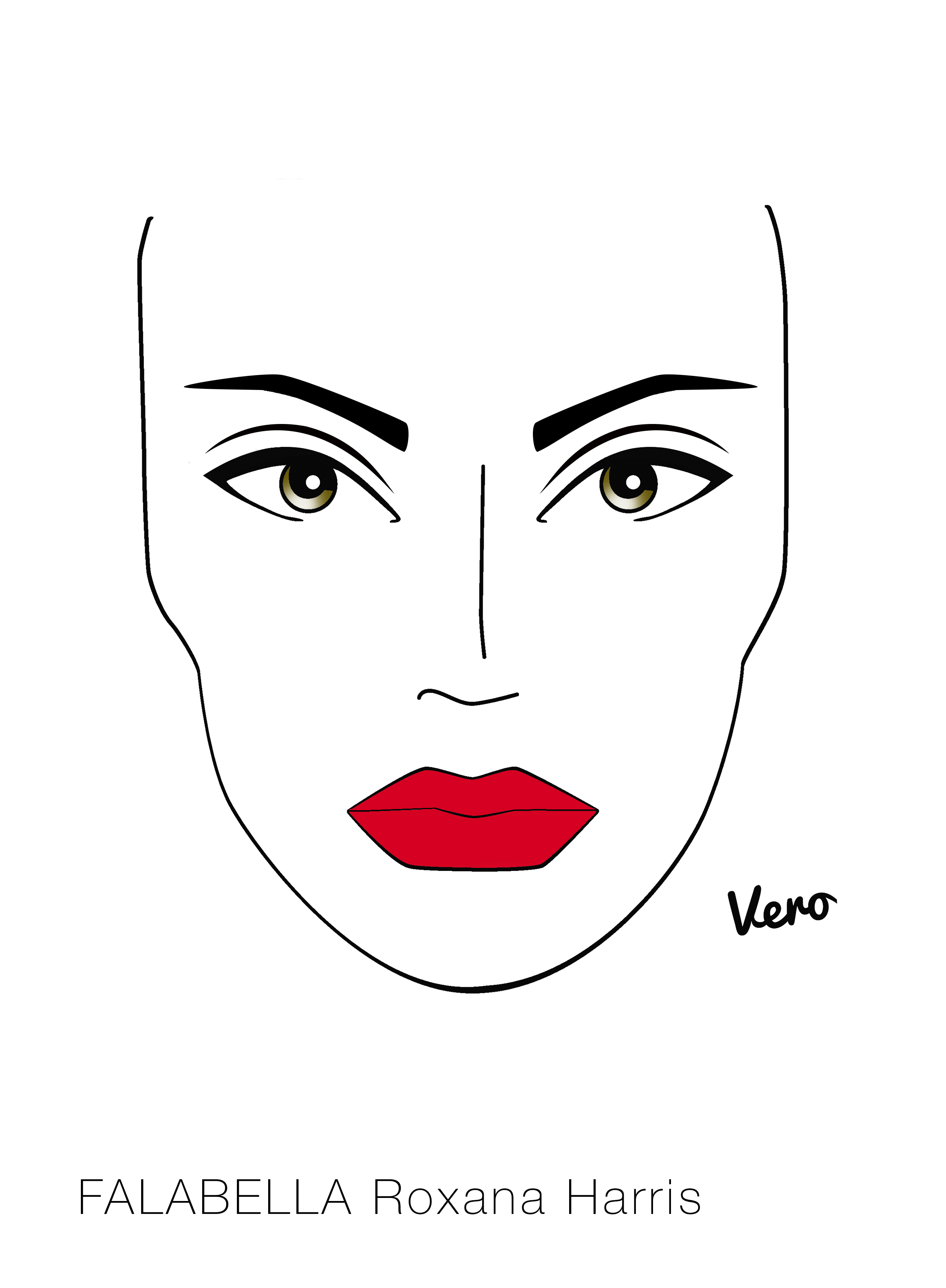Este look toma pocos elementos y los resalta al máximo, las cejas están maquilladas con delineador kajal negro para delimitar su forma mientras que la boca vibra y contrasta con un rojo intenso.